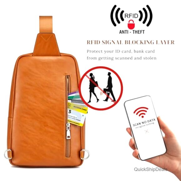 Genuine Leather RFID Blocking Crossbody Backpack Sling Bag Daypack main image 3